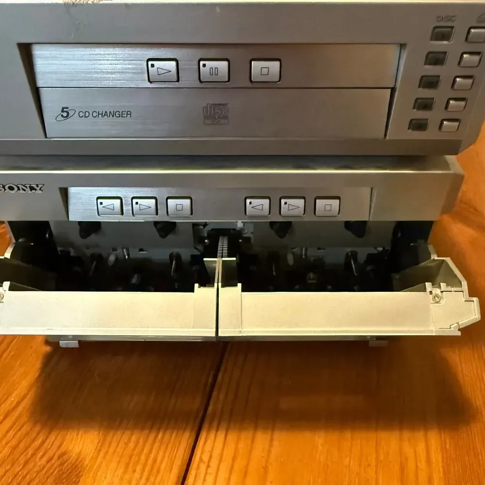 Sony HTC-NX1 5-Disc CD Changer Dual Cassette Deck Untested Parts Repair
